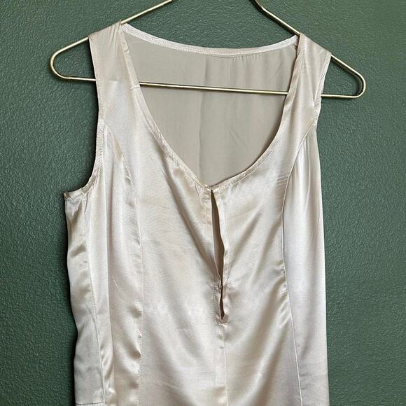 handmade champagne satin sleeveless mini/midi dress - Picture 7 of 8
